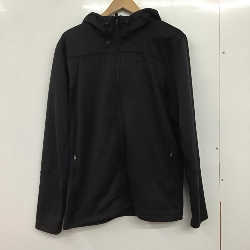 ナイキ NIKE パーカー 長袖 ジップアップジャケット アウター ジャージ XL ロゴ、文字 黒 / ブラック /  メンズ USED 古着 中古 10145026