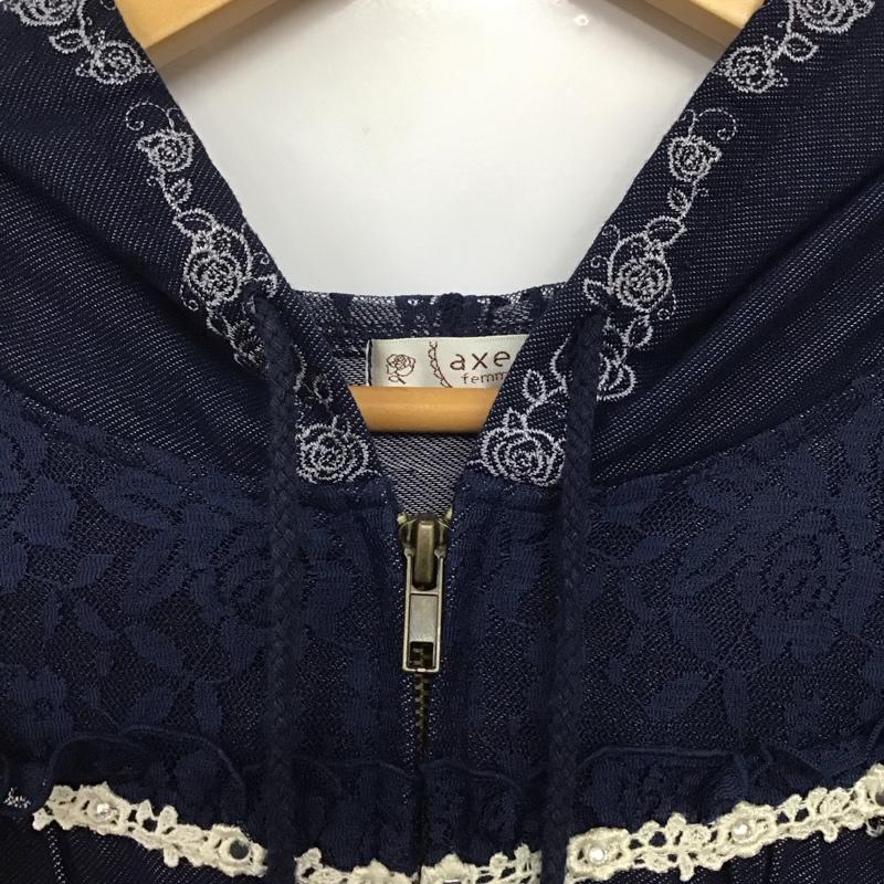 アクシーズファム axes femme パーカー 長袖 ジップパーカー M 無地 青 / ブルー /  レディース USED 古着 中古 10140650