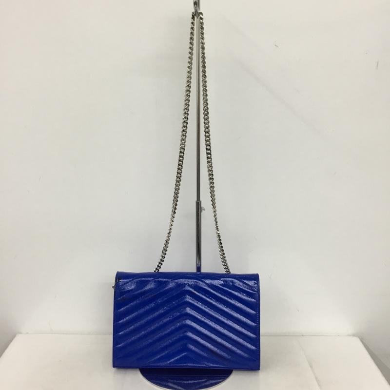 サンローラン SAINTLAURENT 財布 長財布 モノグラム チェーン ウォレット 箱有 ロゴ、文字 青 / ブルー / X 銀 / シルバー /  レディース USED 古着 中古 10147570