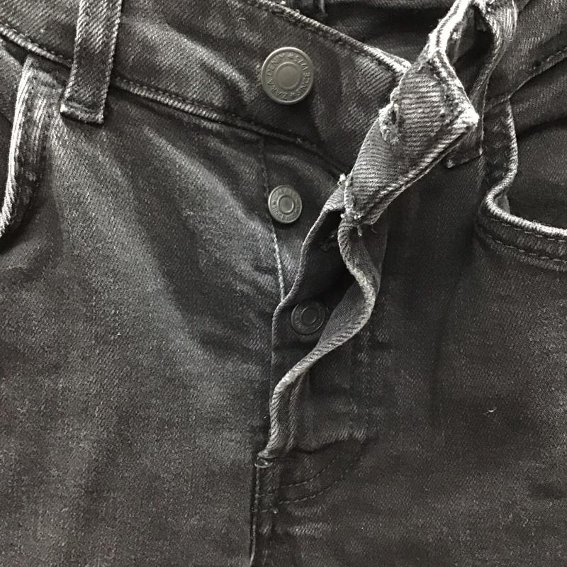 ザラ ZARA パンツ デニム、ジーンズ ダメージデニム 40 無地 黒 / ブラック /  メンズ USED 古着 中古 10123406