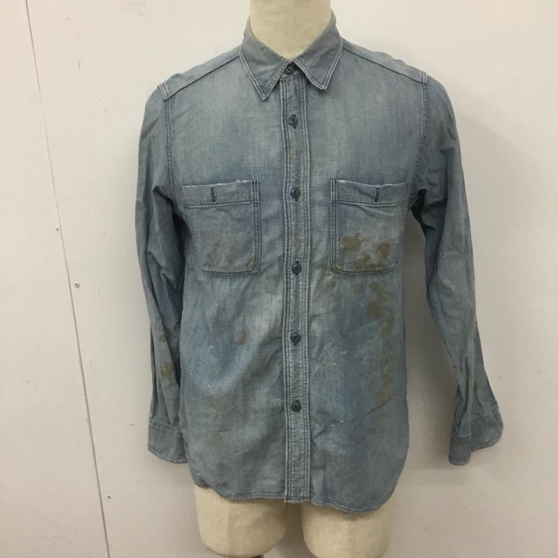 ジェラード JELADO シャツ、ブラウス 長袖 ct11109 NavalShirtsVintageFinish 長袖デニムシャツ L ダメージ加工 インディゴ / インディゴ /  メンズ USED 古着 中古 10127673