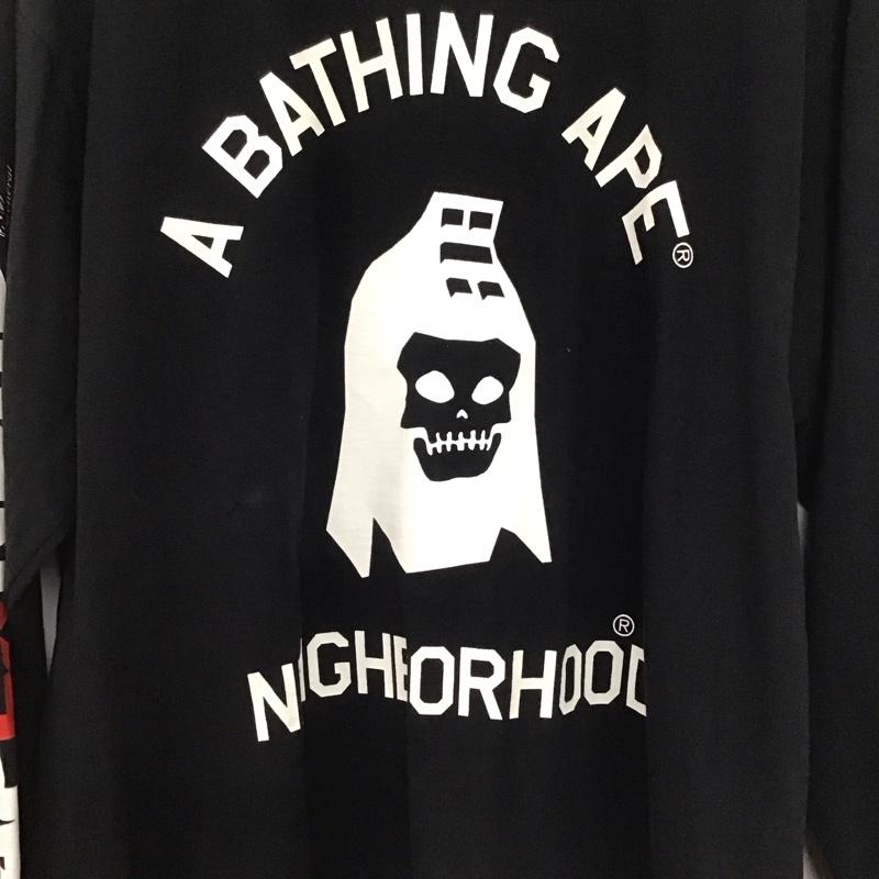 アベイシングエイプ A BATHING APE カットソー 長袖 長袖カットソー プリントカットソー クルーネック L プリント 黒 / ブラック /  メンズ USED 古着 中古 10142388