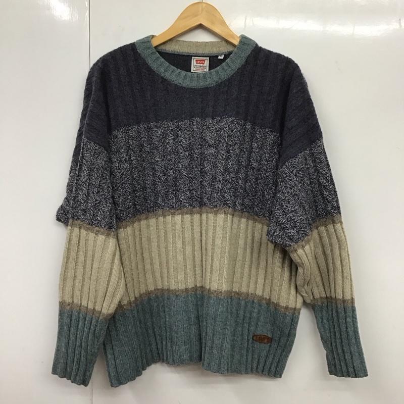 リーバイストラウスアンドコー Levi Strauss & co. ニット、セーター 長袖 長袖ニットカットソー クルーネック セーター 90S イタリア製 XL ボーダー柄 マルチカラー / マルチカラー /  メンズ USED 古着 中古 10131968