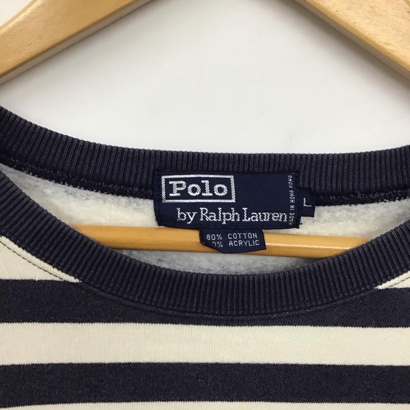 ポロバイラルフローレン Polo by RALPH LAUREN トレーナー 長袖 90s L ボーダー柄 白 / ホワイト / X 紺 / ネイビー /  メンズ USED 古着 中古 10132029