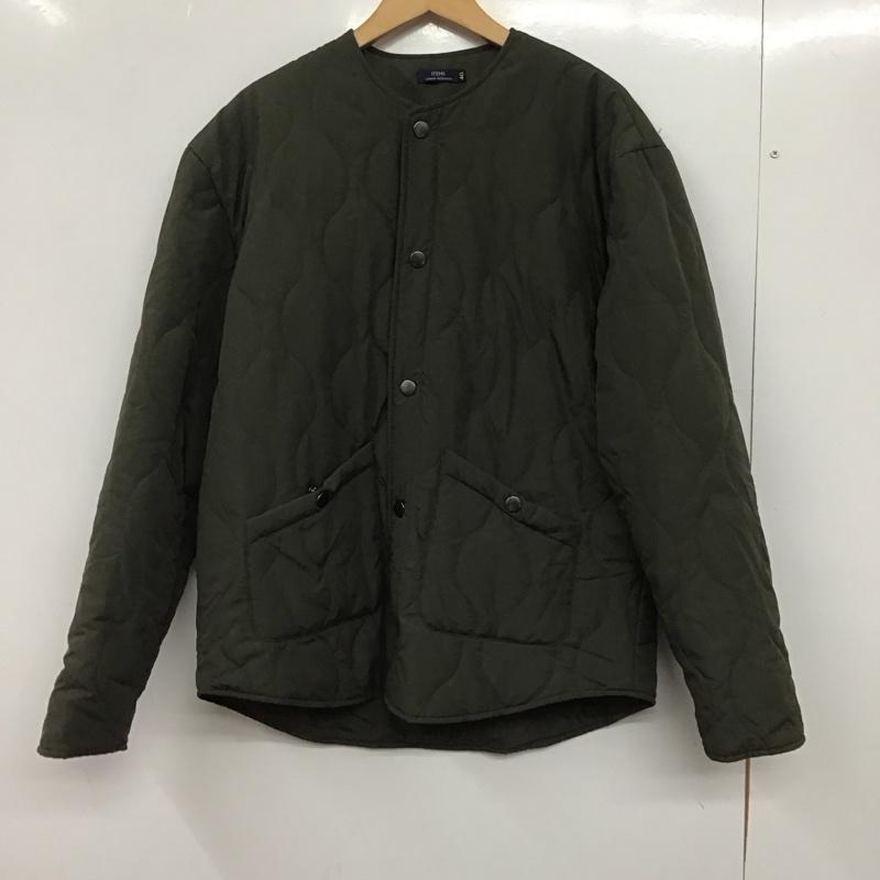 アイテムズ アーバンリサーチ ITEMS URBAN RESEARCH ジャケット、上着 ジャケット、ブレザー キルティングジャケット アウター ノーカラージャケット 40 無地 カーキ / カーキ /  メンズ USED 古着 中古 10145065