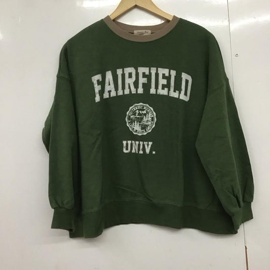 サマンサモスモス Samansa Mos2 トレーナー 長袖 1211824 スウェット プリント FREE ロゴ、文字 緑 / グリーン / X 茶 / ブラウン /  レディース USED 古着 中古 10144142