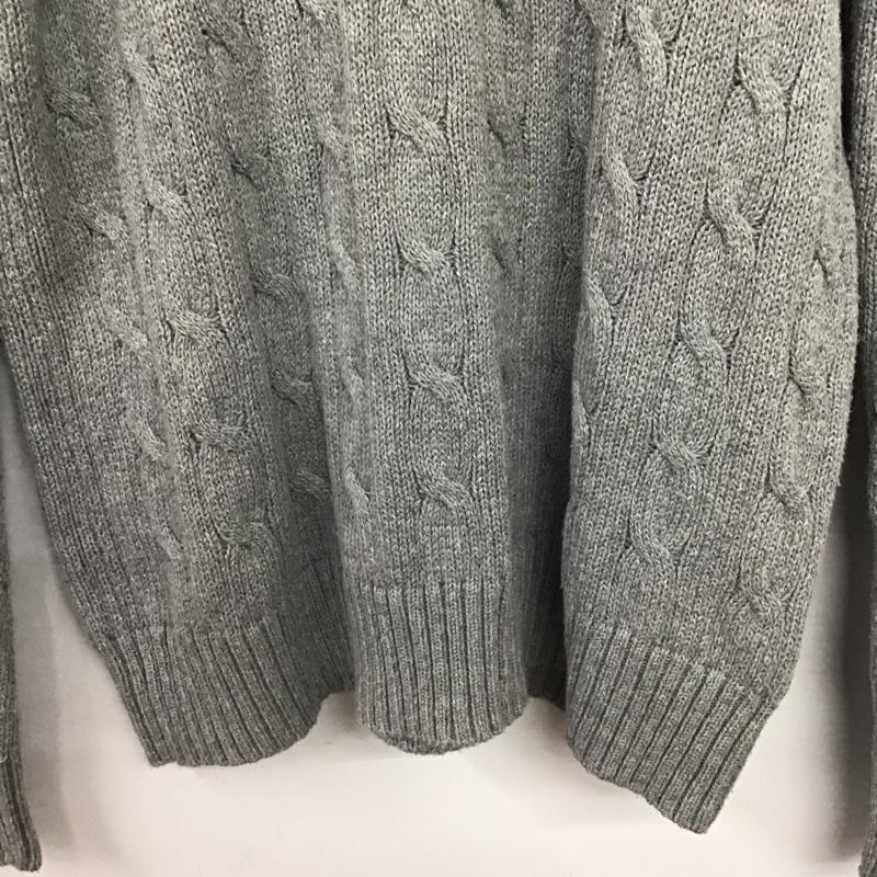 ポロラルフローレン POLO RALPH LAUREN ニット、セーター 長袖 コットン ケーブル編み クルーネック M ワンポイント 灰 / グレー /  メンズ USED 古着 中古 10146357