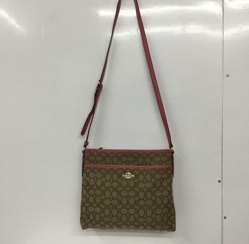 コーチ COACH ショルダーバッグ ショルダーバッグ F58285 シグネチャー ロゴ、文字 茶 / ブラウン / X 桃 / ピンク /  レディース USED 古着 中古 10131237