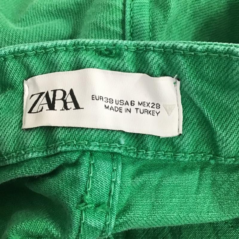 ザラ ZARA パンツ デニム、ジーンズ 6045 011 500 カラーデニム ワイド USA6 EU39 無地 緑 / グリーン /  レディース USED 古着 中古 10107152