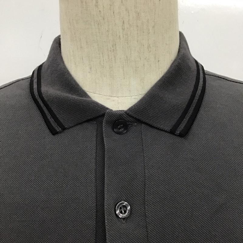 フレッドペリー FRED PERRY ポロシャツ 長袖 長袖ポロシャツ カラーシャツ ロングスリーブカットソー M ロゴ、文字 灰 / グレー /  メンズ USED 古着 中古 10109818