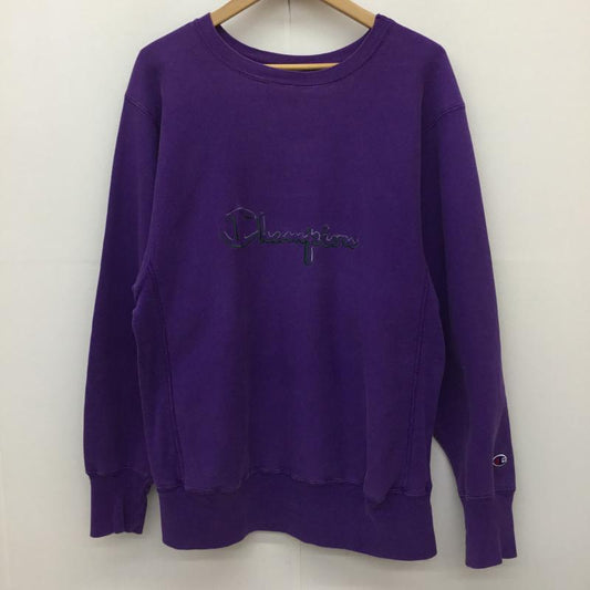 チャンピオン Champion トレーナー 長袖 REVERSE　WEAVE　リバースウィーブ　90s　USA製 L ロゴ、文字 紫 / パープル /  メンズ USED 古着 中古 10134381