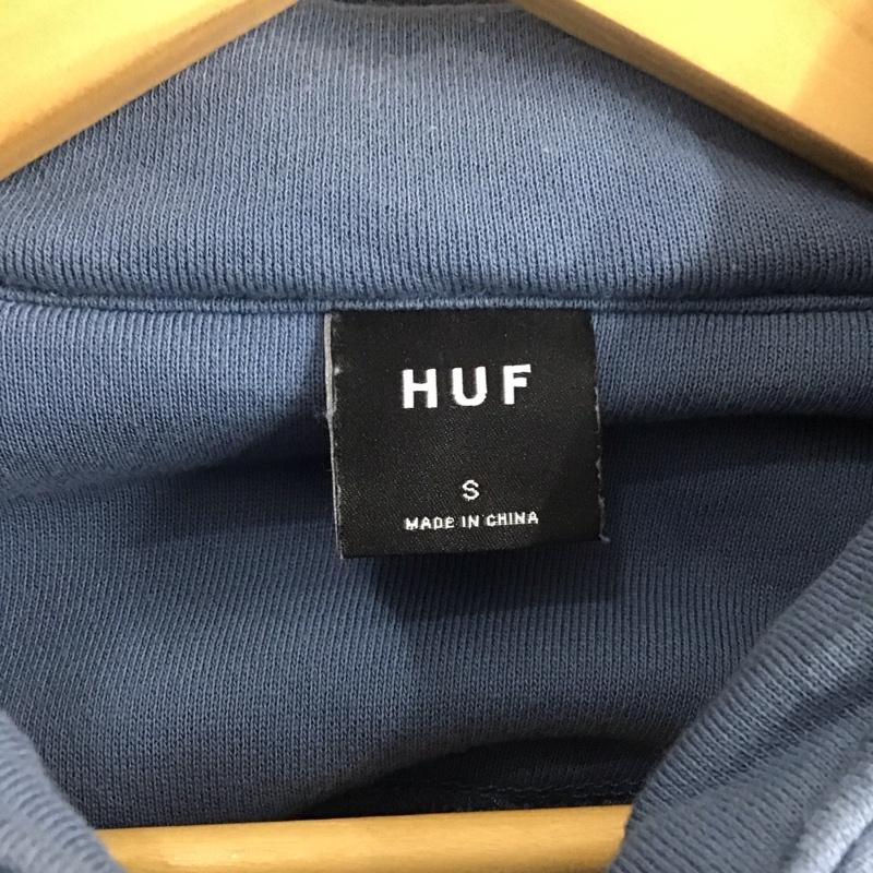 ハフ HUF トレーナー 長袖 長袖トレーナー スウェット ジップアップネック プルオーバー S ロゴ、文字 水色 / ライトブルー /  メンズ USED 古着 中古 10142354