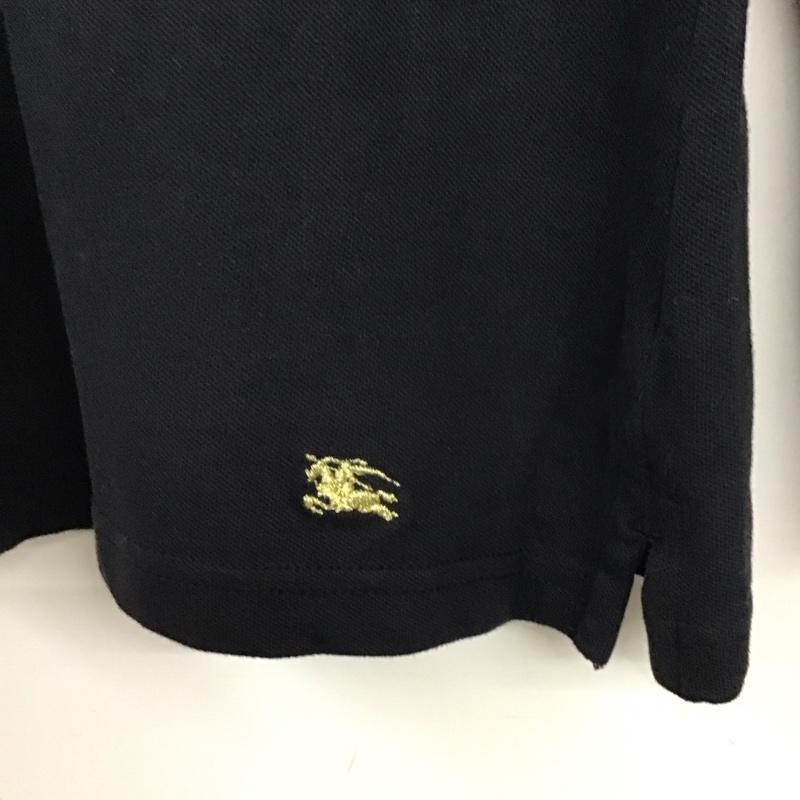 バーバリーロンドン Burberry London カットソー 長袖 長袖カットソー カラーシャツ 長袖ポロシャツ XL ロゴ、文字 黒 / ブラック /  レディース USED 古着 中古 10119548