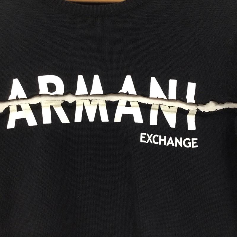 アルマーニエクスチェンジ A/X ARMANIEXCHANGE ニット、セーター 長袖 長袖ニットカットソー クルーネック セーター S ロゴ、文字 黒 / ブラック /  メンズ USED 古着 中古 10142971