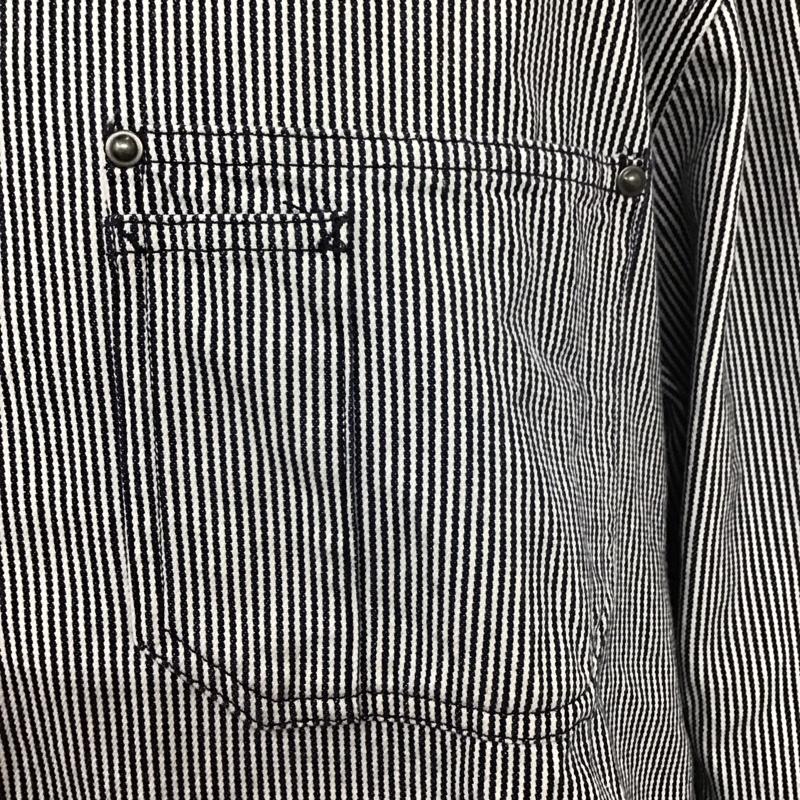 パタゴニア patagonia シャツ、ブラウス 長袖 52631FA11 ワークシャツ L ストライプ 白 / ホワイト / X 紺 / ネイビー /  メンズ USED 古着 中古 10110819