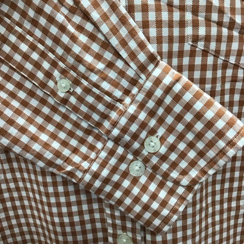 エディーバウアー Eddie Bauer シャツ、ブラウス 長袖 ボタンダウン S チェック 白 / ホワイト / X 茶 / ブラウン /  メンズ USED 古着 中古 10117022