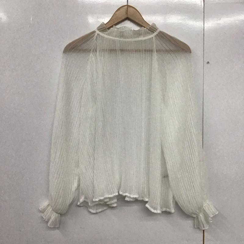 ヘザー Heather シャツ、ブラウス 長袖 HE063426TS パフスリーブ　プリーツシアーブラウス FREE 無地 白 / ホワイト /  レディース USED 古着 中古 10143739