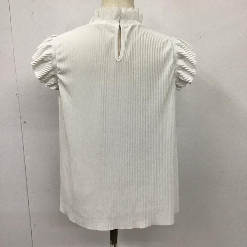 ザラ ZARA カットソー 半袖 ノースリーブカットソー スタンドネック プルオーバー S 無地 白 / ホワイト /  レディース USED 古着 中古 10126938