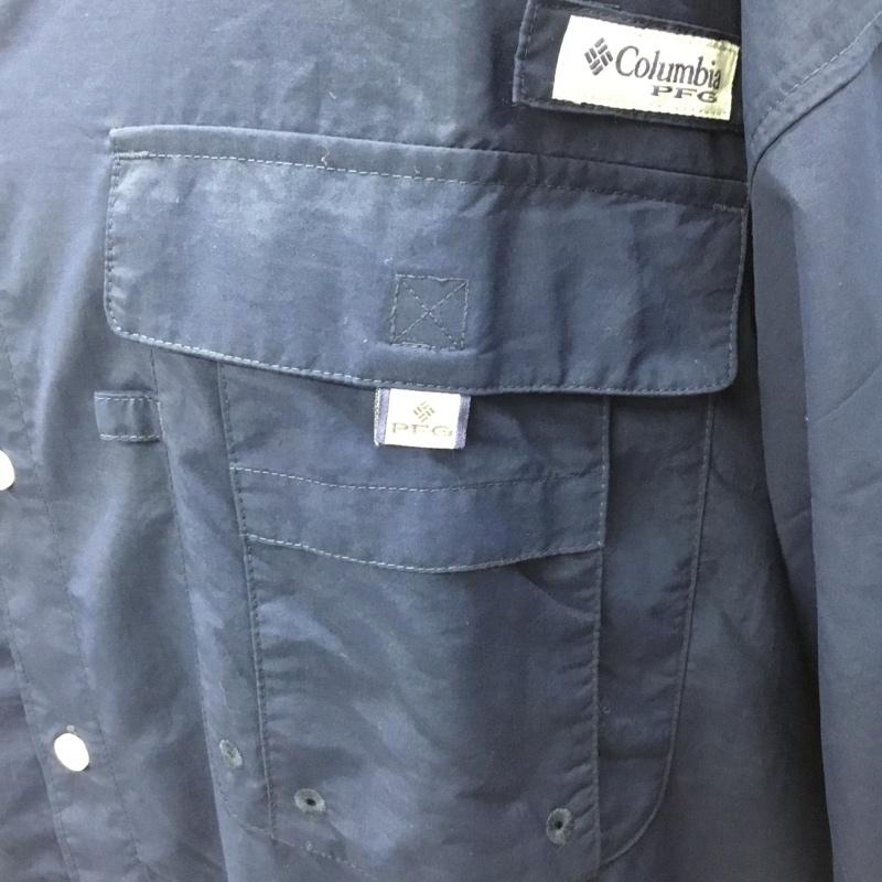 コロンビア Columbia シャツ、ブラウス 半袖 半袖シャツ カラーシャツ 半袖カットソー ボタンダウンシャツ XXL 無地 紺 / ネイビー /  メンズ USED 古着 中古 10120265