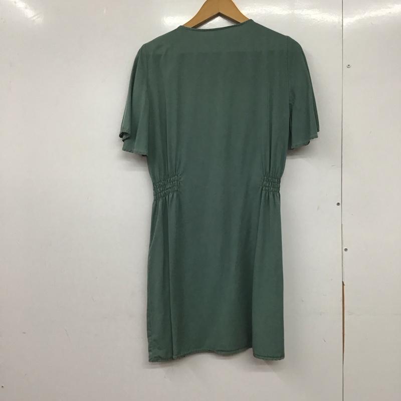 ザラ ZARA ワンピース ひざ丈スカート 半袖ワンピース フロントボタン M 無地 カーキ / カーキ /  レディース USED 古着 中古 10145175