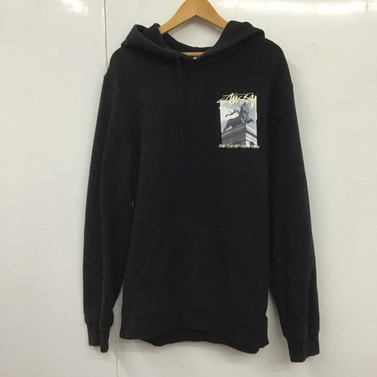 ステューシー STUSSY パーカー 長袖 長袖パーカー プルオーバーパーカー スウェット M プリント 黒 / ブラック /  メンズ USED 古着 中古 10132634