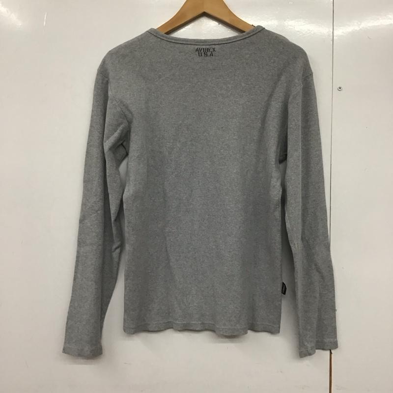 アヴィレックス AVIREX カットソー 長袖 長袖カットソー 無地カットソー クルーネック M 無地 灰 / グレー /  メンズ USED 古着 中古 10143477
