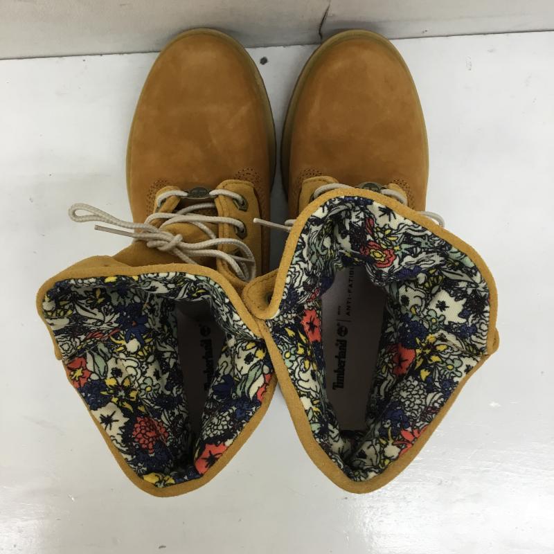 ティンバーランド Timberland ブーツ ショートブーツ AUTHENTICS ROLL TOP A1BNC 24.0cm 花柄 茶 / ブラウン /  レディース USED 古着 中古 10140568