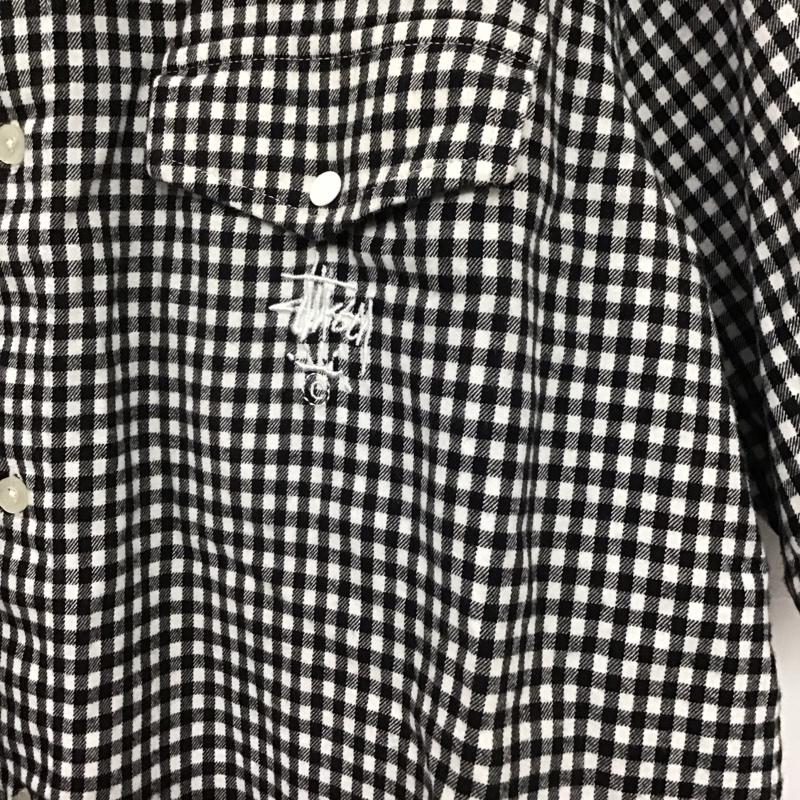 ステューシー STUSSY シャツ、ブラウス 半袖 半袖シャツ チェックシャツ カラーシャツ L チェック 白 / ホワイト / X 黒 / ブラック /  メンズ USED 古着 中古 10141682