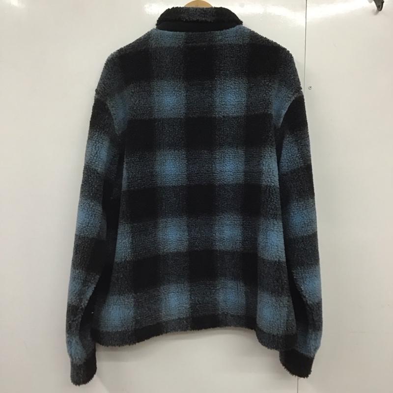 ステューシー STUSSY ジャケット、上着 ジャンパー、ブルゾン ジップアップジャケット フリースジャケット アウター ボアジャケット XL チェック 黒 / ブラック / X 青 / ブルー /  メンズ USED 古着 中古 10141583