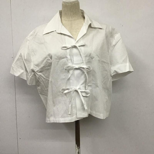 ザラ ZARA シャツ、ブラウス 半袖 半袖シャツ 無地シャツ リボンシャツ カジュアルシャツ L 無地 白 / ホワイト /  レディース USED 古着 中古 10126936