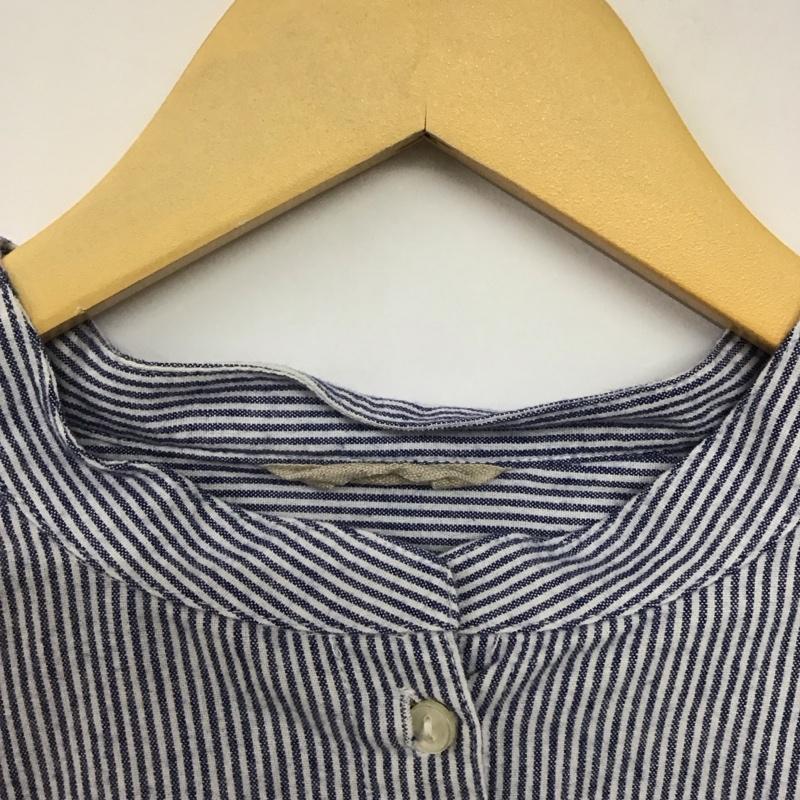 サマンサモスモス Samansa Mos2 シャツ、ブラウス 長袖 1710736 バンドカラー FREE ストライプ 白 / ホワイト / X 紺 / ネイビー /  レディース USED 古着 中古 10144107