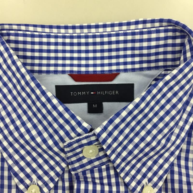 トミーヒルフィガー TOMMY HILFIGER シャツ、ブラウス 半袖 114-112402-020 ボタンダウン 胸ポケット M チェック 白 / ホワイト / X 青 / ブルー /  メンズ USED 古着 中古 10111605