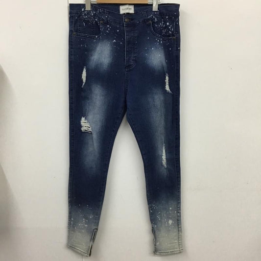 イルシブロンドン ILLUSIVE LONDON パンツ デニム、ジーンズ デニムパンツ スリムパンツ ダメージ加工パンツ ストレッチパンツ XL ダメージ加工 インディゴ / インディゴ /  メンズ USED 古着 中古 10117701