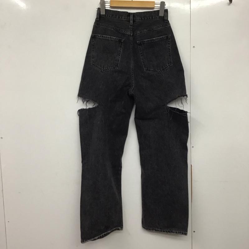 マウジー MOUSSY パンツ デニム、ジーンズ 010FAA11-5500 THIGH SLIT BLK LOOSE STRAIGHT サイスリットストレートデニム 無地 黒 / ブラック /  レディース USED 古着 中古 10141721