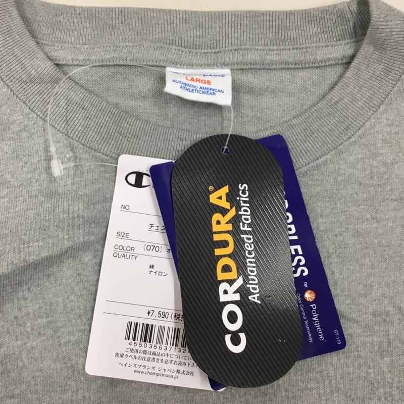 チャンピオン Champion カットソー 長袖 長袖カットソー クルーネックカットソー ロングスリーブカットソー プリントTシャツ L ロゴ、文字 灰 / グレー /  メンズ USED 古着 中古 10114112