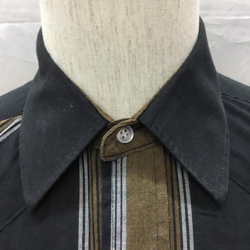 古着 USED シャツ、ブラウス 長袖 長袖シャツ カジュアルシャツ ストライプシャツ ストライプ 黒 / ブラック / X 茶 / ブラウン /  メンズ USED 古着 中古 10111003