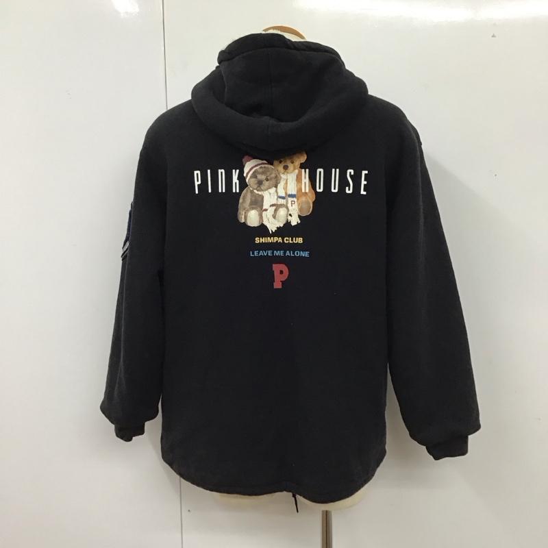 ピンクハウス PINK HOUSE ジャケット、上着 ジャンパー、ブルゾン ジップアップパーカー 長袖パーカー フード付きパーカー 裏地ボア L ロゴ、文字 黒 / ブラック /  メンズ USED 古着 中古 10114953