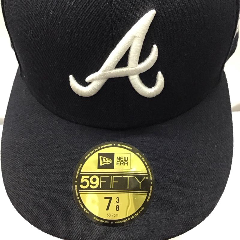 ニューエラ NEW ERA 帽子 キャップ 59FIFTY MLBオンフィールド アトランタ ブレーブス ロード ロゴ、文字 紺 / ネイビー /  メンズ USED 古着 中古 10117956
