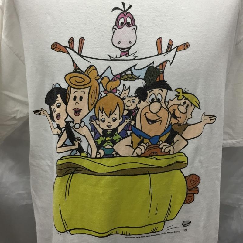 古着 USED Tシャツ 半袖 半袖カットソー プリントTシャツ クルーネックカットソー 1995年 コピーライト theflintstone L プリント 白 / ホワイト /  メンズ USED 古着 中古 10119717