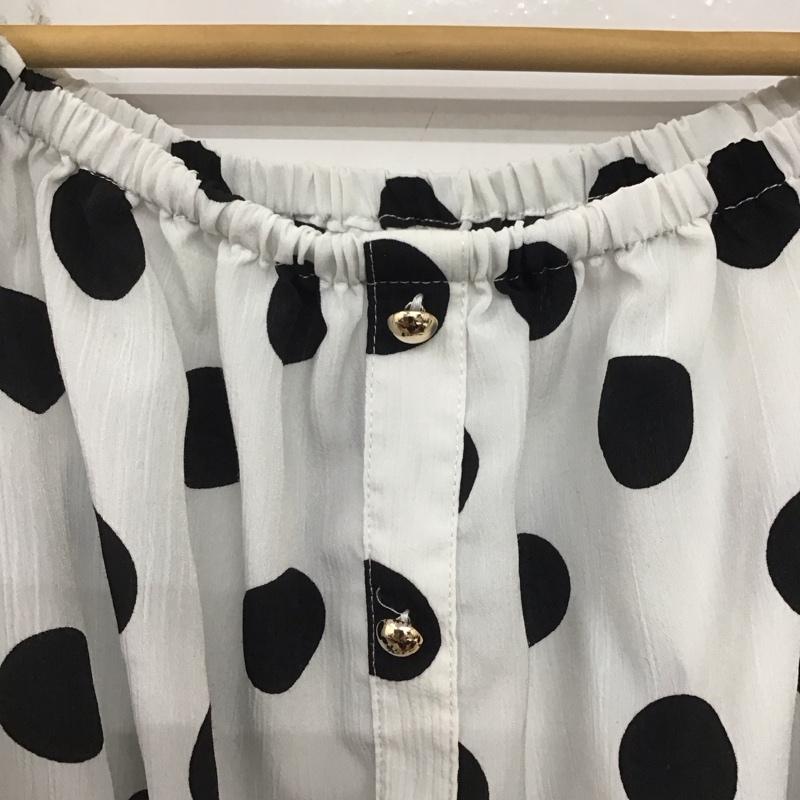 ロイヤルパーティー ROYAL PARTY シャツ、ブラウス 半袖 7212-421-8 ドットオフショルパフブラウス FREE ドット 白 / ホワイト / X 黒 / ブラック /  レディース USED 古着 中古 10146776