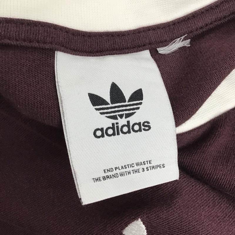 アディダス adidas カットソー 長袖 長袖カットソー クルーネックカットソー ロングスリーブカットソー プリントTシャツ ロゴ、文字 えんじ / ワインレッド /  メンズ USED 古着 中古 10123681