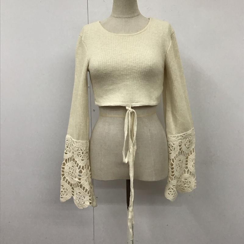 ザラ ZARA ニット、セーター 長袖 1014 816 712 ショート丈 クロップド丈 クロッシェ S  オフホワイト / オフホワイト /  レディース USED 古着 中古 10118465