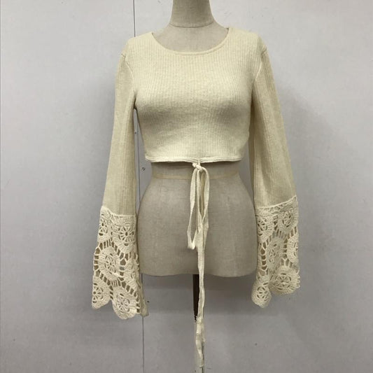 ザラ ZARA ニット、セーター 長袖 1014 816 712 ショート丈 クロップド丈 クロッシェ S  オフホワイト / オフホワイト /  レディース USED 古着 中古 10118465