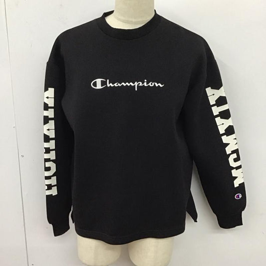 チャンピオン Champion トレーナー 長袖 c8-ns002 スウェット 長袖トレーナー クルーネック L ロゴ、文字 黒 / ブラック /  メンズ USED 古着 中古 10125118