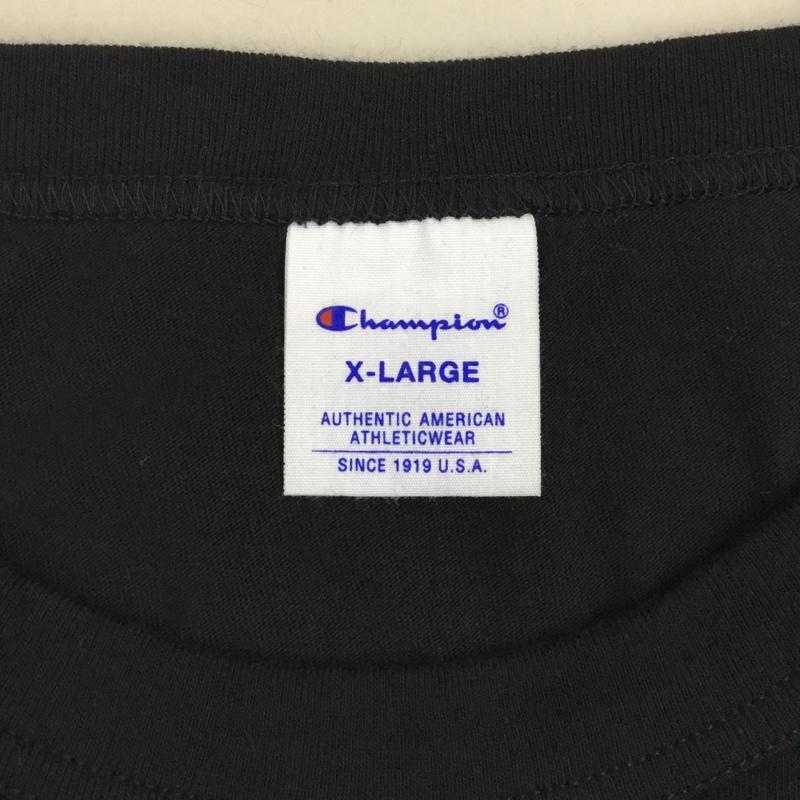 チャンピオン Champion Tシャツ 半袖 C3-P300 ショートスリーブTシャツ クルーネックカットソー XL ロゴ、文字 黒 / ブラック /  メンズ USED 古着 中古 10121069