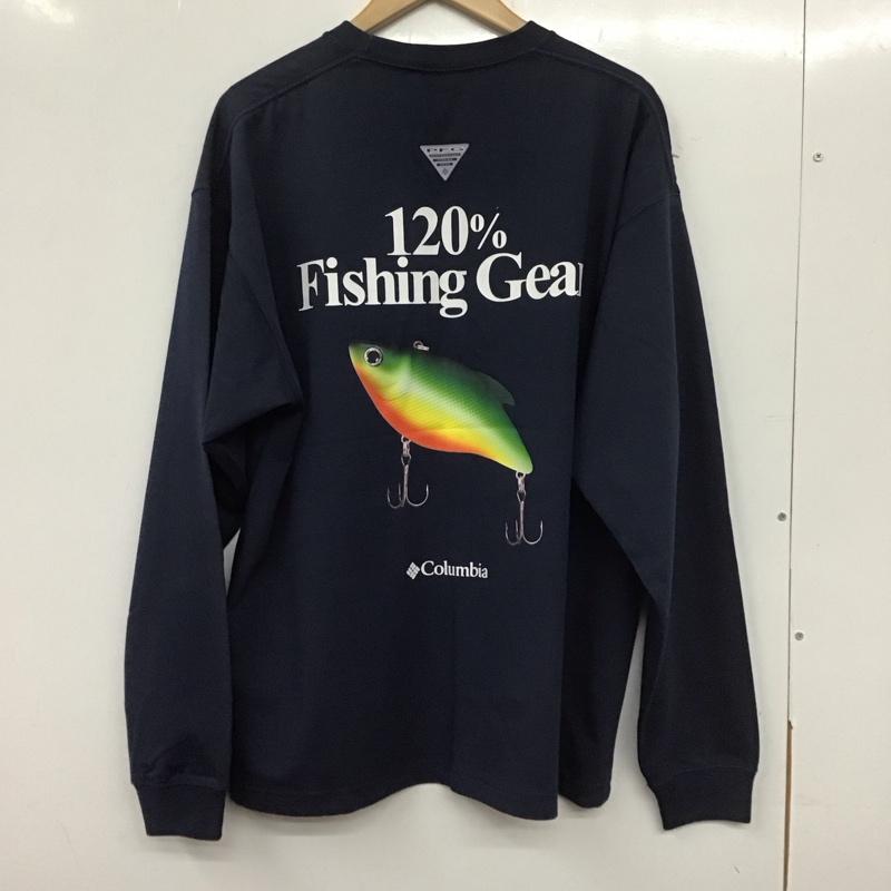 コロンビア Columbia Tシャツ 長袖 222 pm4421 長袖Tシャツ ロングスリーブTシャツ プリントTシャツ L ロゴ、文字 紺 / ネイビー /  メンズ USED 古着 中古 10140103