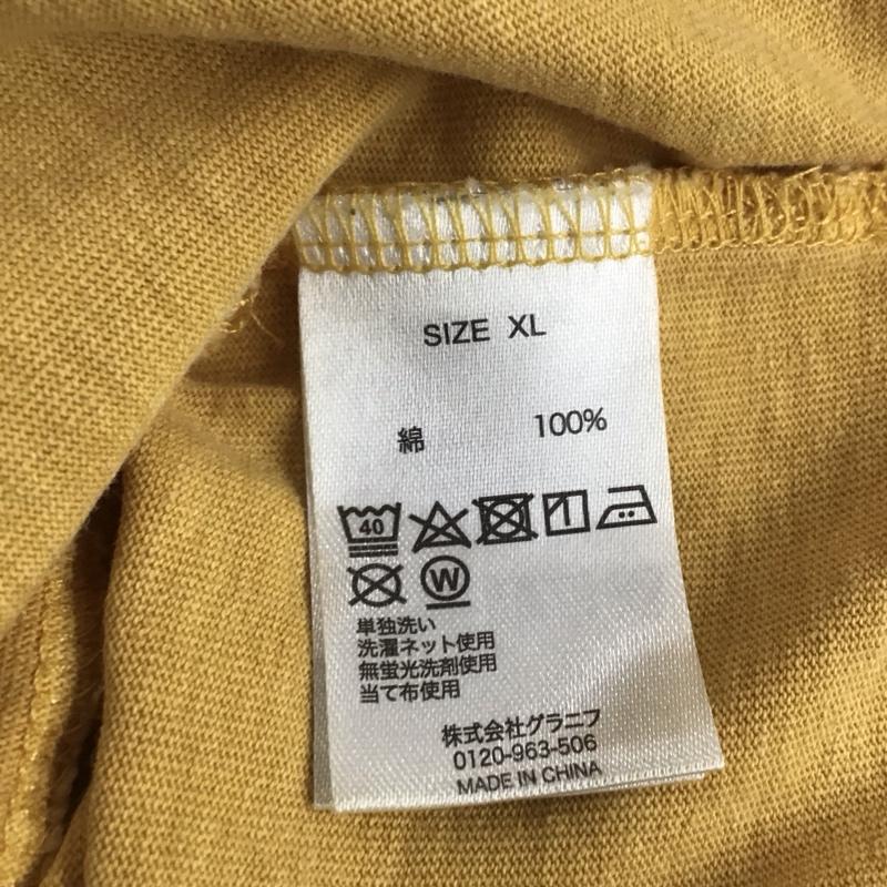 グラニフ graniph Tシャツ 半袖 半袖カットソー プリントTシャツ クルーネックカットソー XL プリント 黄 / イエロー /  メンズ USED 古着 中古 10149121