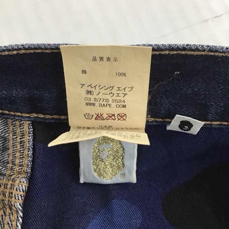 アベイシングエイプ A BATHING APE パンツ デニム、ジーンズ デニムパンツ ストレートパンツ ワイドパンツ カジュアルパンツ M 無地 インディゴ / インディゴ /  メンズ USED 古着 中古 10109788