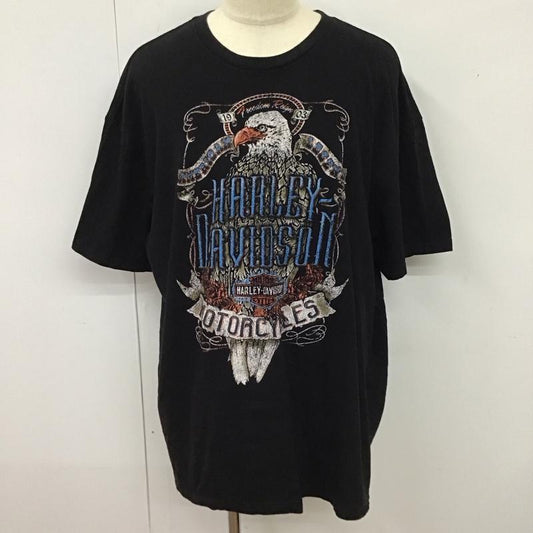 ハーレーダビッドソン Harley-Davidson Tシャツ 半袖 半袖カットソー プリントTシャツ クルーネックカットソー プリント 黒 / ブラック /  メンズ USED 古着 中古 10116379