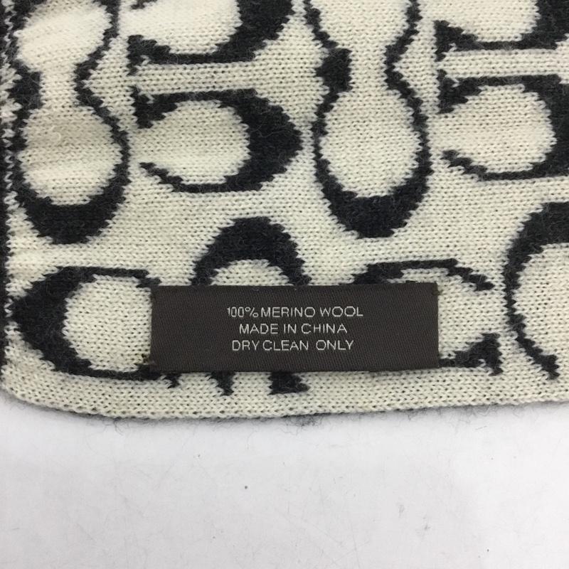 コーチ COACH マフラー マフラー リバーシブル ウール 総柄 白 / ホワイト / X 黒 / ブラック /  メンズ USED 古着 中古 10145826